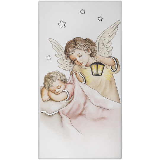 Ікона срібна Ангел(рожевий)