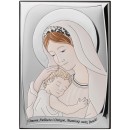 Ікона срібна Богородиця з немовлям. Оточи Любов'ю і Опікою, Матінко своїх дітей! Кольорова.