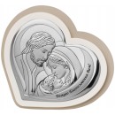 Ікона срібна Свята Родина. Божого Благословення Вам! Рамка біла+коричнева.