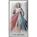 Ікона срібна Ісус милосердний. Ісусе уповаю на тебе. Кольорова.